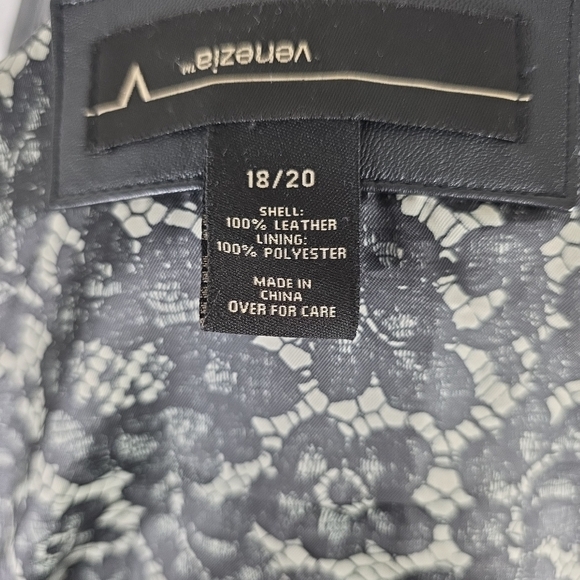 Venezia Black Leather Jacket Womens 18/20 XL Goth Grunge Matrix Vintage 90s - Picture 8 of 9